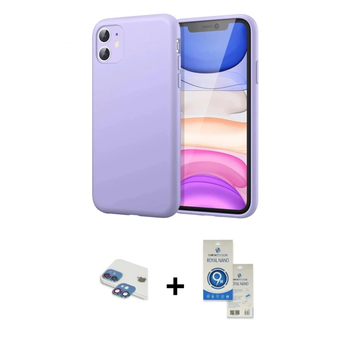 MARSİLYAN™- iPhone 11 Kılıf Kozmos Yansıma Özel Seri - Şeffaf Royal Nano Ekran Koruyucu + Pers Alüminyum Kamera Lens - GI