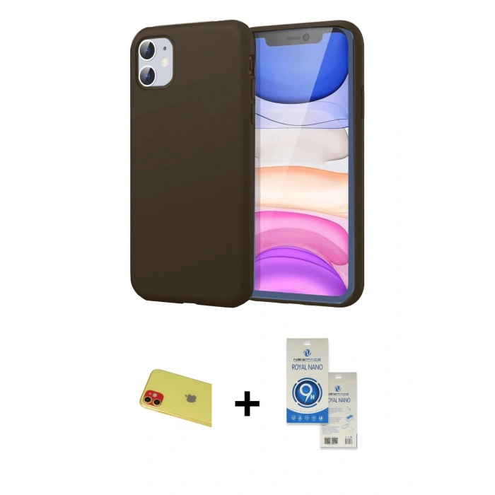 MARSİLYAN™- iPhone 11 Kılıf Kozmos Yansıma Özel Seri - Şeffaf Royal Nano Ekran Koruyucu + Rainbow Kamera Lens Koruma Cam - KI