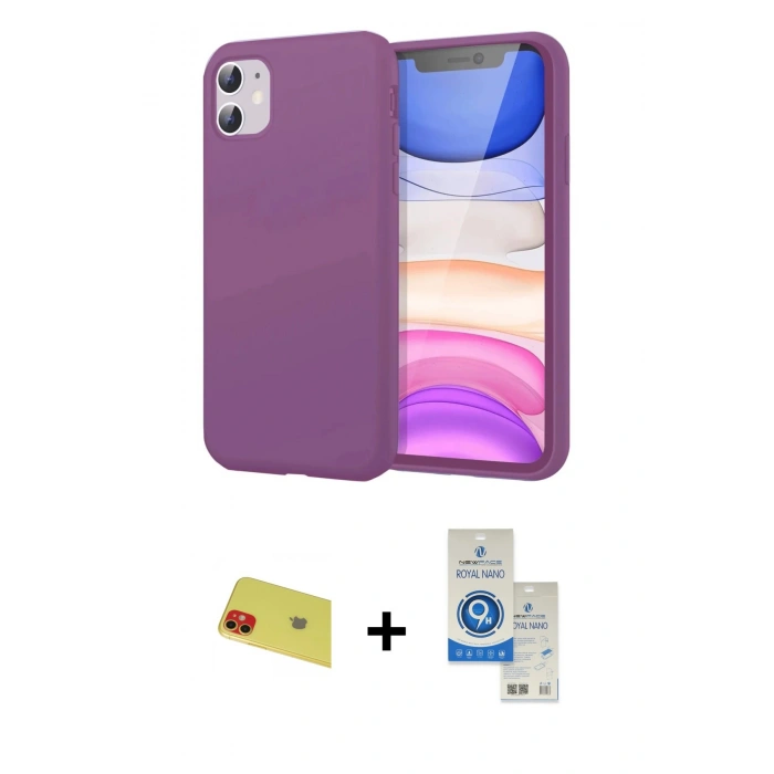 MARSİLYAN™- iPhone 11 Kılıf Kozmos Yansıma Özel Seri - Şeffaf Royal Nano Ekran Koruyucu + Rainbow Kamera Lens Koruma Cam - KI