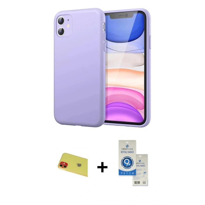 MARSİLYAN™- iPhone 11 Kılıf Kozmos Yansıma Özel Seri - Şeffaf Royal Nano Ekran Koruyucu + Rainbow Kamera Lens Koruma Cam - KI