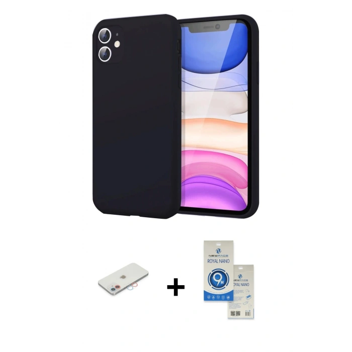 MARSİLYAN™- iPhone 11 Kılıf Kozmos Yansıma Özel Seri - Şeffaf Royal Nano Ekran Koruyucu + Renkli Kamera Lens Koruma Cam - PE