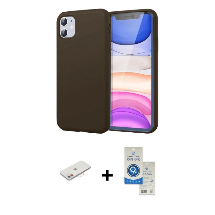 MARSİLYAN™- iPhone 11 Kılıf Kozmos Yansıma Özel Seri - Şeffaf Royal Nano Ekran Koruyucu + Renkli Kamera Lens Koruma Cam - PE