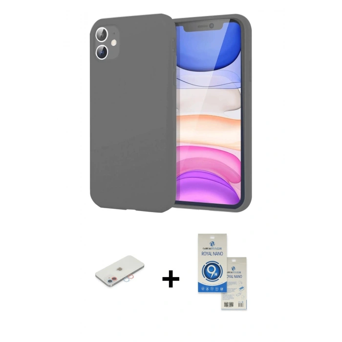 MARSİLYAN™- iPhone 11 Kılıf Kozmos Yansıma Özel Seri - Şeffaf Royal Nano Ekran Koruyucu + Renkli Kamera Lens Koruma Cam - PE