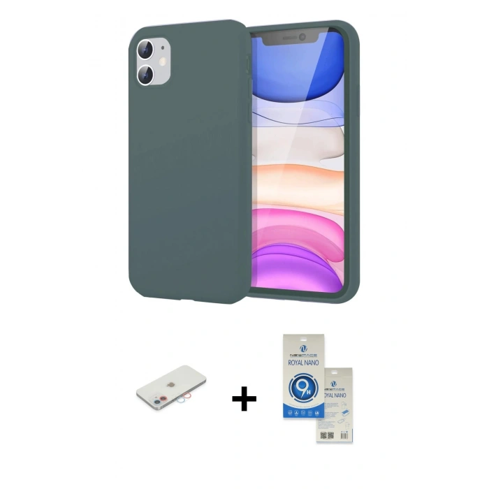 MARSİLYAN™- iPhone 11 Kılıf Kozmos Yansıma Özel Seri - Şeffaf Royal Nano Ekran Koruyucu + Renkli Kamera Lens Koruma Cam - PE