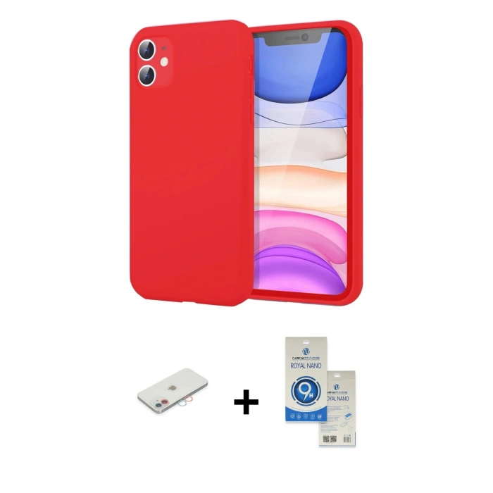 MARSİLYAN™- iPhone 11 Kılıf Kozmos Yansıma Özel Seri - Şeffaf Royal Nano Ekran Koruyucu + Renkli Kamera Lens Koruma Cam - PE