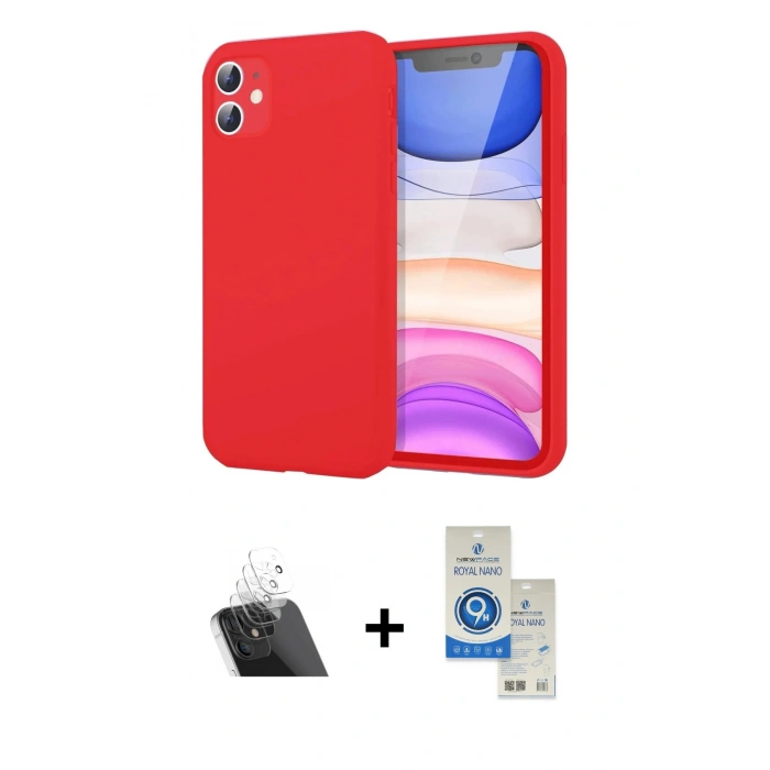MARSİLYAN™- iPhone 11 Kılıf Kozmos Yansıma Özel Seri - Şeffaf Royal Nano Ekran Koruyucu + Kamera Lens Koruma Cam - SF