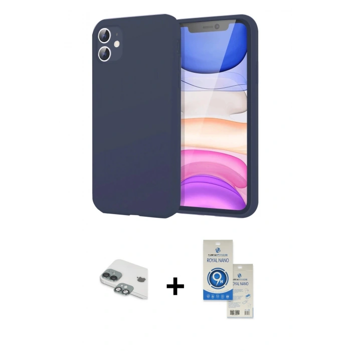 MARSİLYAN™- iPhone 11 Kılıf Kozmos Yansıma Özel Seri - Şeffaf Royal Nano Ekran Koruyucu + Pers Alüminyum Kamera Lens - YL