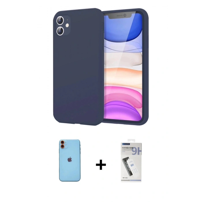 MARSİLYAN™- iPhone 11 Kılıf Kozmos Yansıma Özel Seri - Şeffaf Uv Polymer Nano Ekran Koruyucu + Neon Fosforlu Kamera Lens - TU