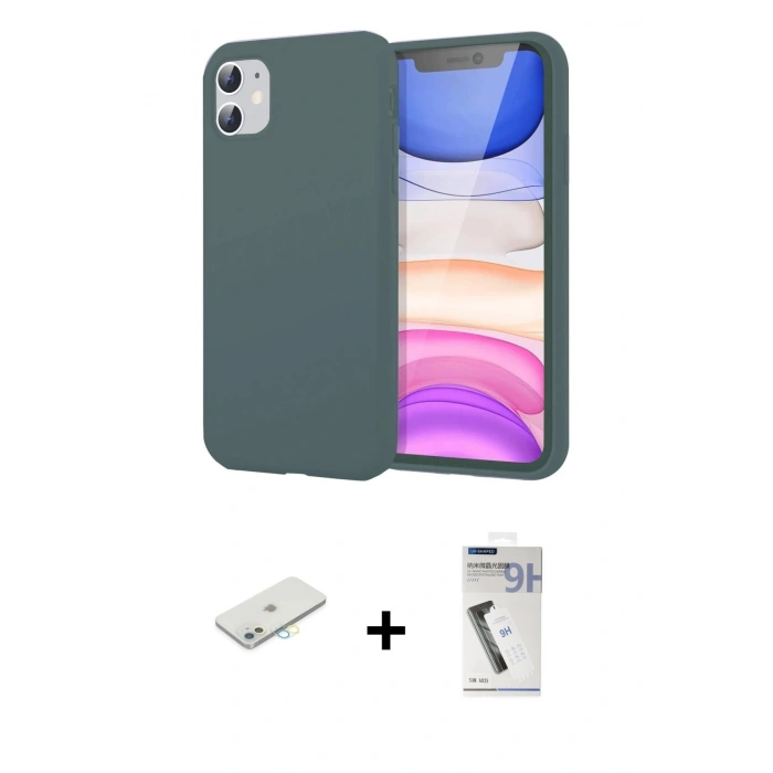 MARSİLYAN™- iPhone 11 Kılıf Kozmos Yansıma Özel Seri - Şeffaf Uv Polymer Nano Ekran Koruyucu + Renkli Kamera Lens Koruma Cam - SI