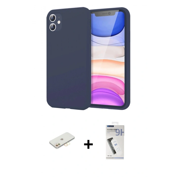 MARSİLYAN™- iPhone 11 Kılıf Kozmos Yansıma Özel Seri - Şeffaf Uv Polymer Nano Ekran Koruyucu + Renkli Kamera Lens Koruma Cam - SI