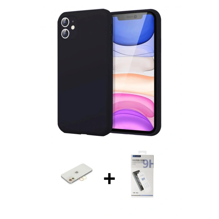 MARSİLYAN™- iPhone 11 Kılıf Kozmos Yansıma Özel Seri - Şeffaf Uv Polymer Nano Ekran Koruyucu + Renkli Kamera Lens Koruma Cam - SI