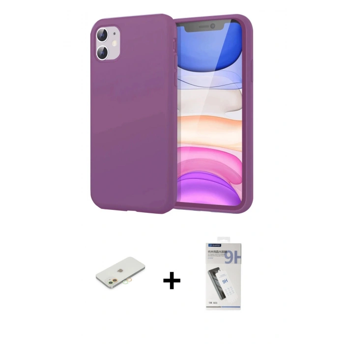 MARSİLYAN™- iPhone 11 Kılıf Kozmos Yansıma Özel Seri - Şeffaf Uv Polymer Nano Ekran Koruyucu + Turuncu Renkli Kamera Lens Koruma Cam