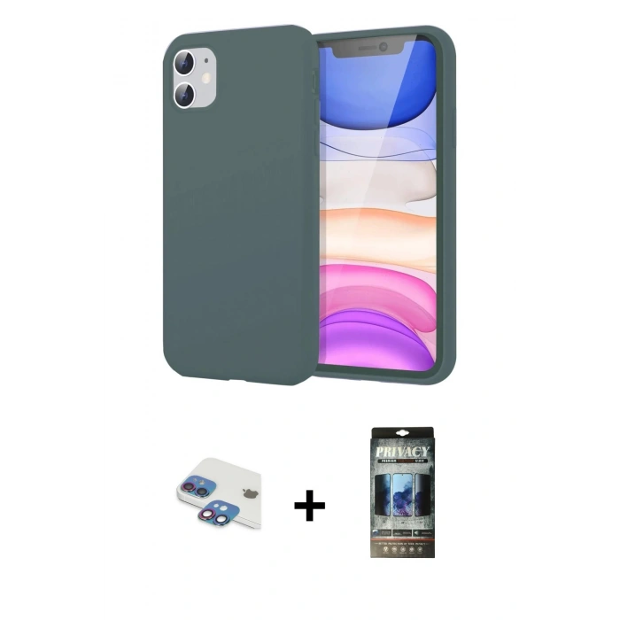 MARSİLYAN™- iPhone 11 Kılıf Kozmos Yansıma Özel Seri - Siyah 34D Hayalet Izgaralı Cam + Pers Alüminyum Kamera Lens - GI