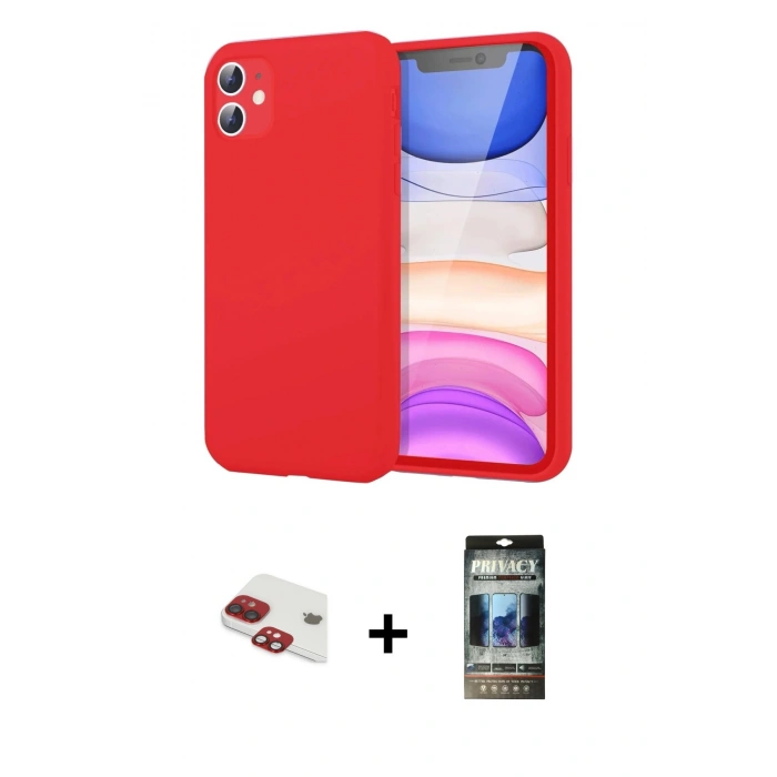 MARSİLYAN™- iPhone 11 Kılıf Kozmos Yansıma Özel Seri - Siyah 34D Hayalet Izgaralı Cam + Pers Alüminyum Kamera Lens - KI