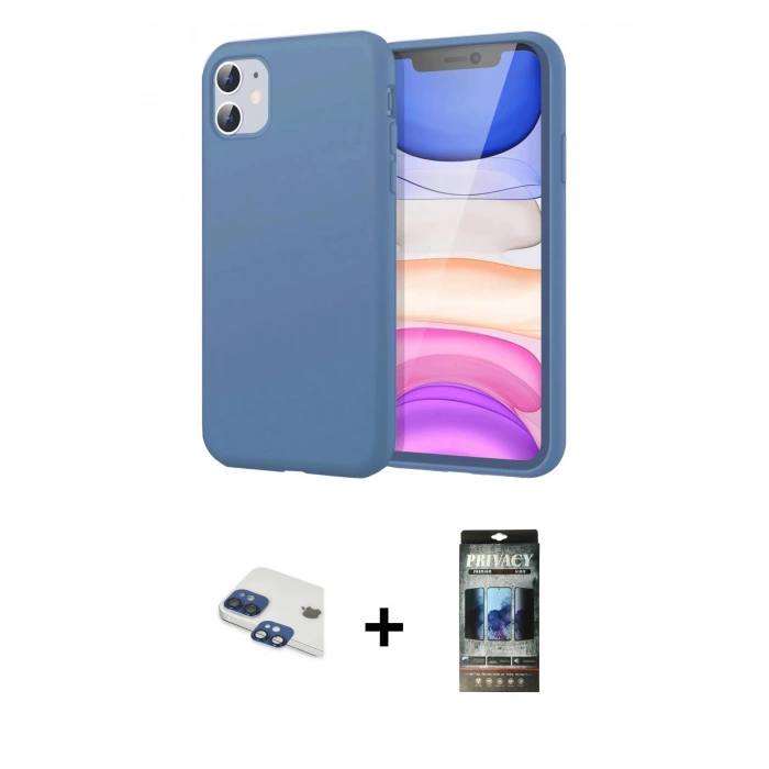 MARSİLYAN™- iPhone 11 Kılıf Kozmos Yansıma Özel Seri - Siyah 34D Hayalet Izgaralı Cam + Pers Alüminyum Kamera Lens - LT