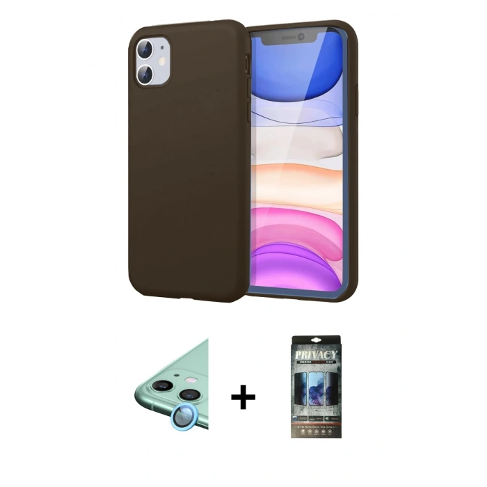 MARSİLYAN™- iPhone 11 Kılıf Kozmos Yansıma Özel Seri - Siyah 34D Hayalet Izgaralı Cam + Raze Metal Kamera Lens - MI