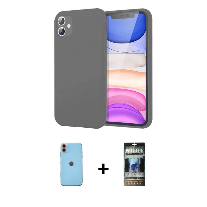 MARSİLYAN™- iPhone 11 Kılıf Kozmos Yansıma Özel Seri - Siyah 34D Hayalet Izgaralı Cam + Neon Fosforlu Kamera Lens - TU