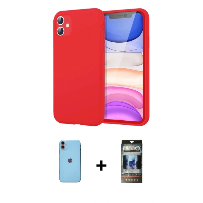 MARSİLYAN™- iPhone 11 Kılıf Kozmos Yansıma Özel Seri - Siyah 34D Hayalet Izgaralı Cam + Neon Fosforlu Kamera Lens - TU