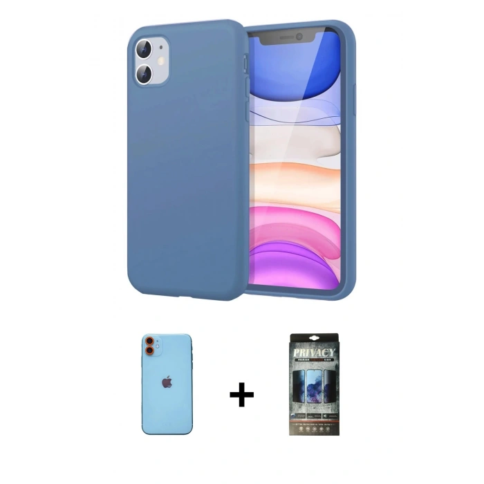 MARSİLYAN™- iPhone 11 Kılıf Kozmos Yansıma Özel Seri - Siyah 34D Hayalet Izgaralı Cam + Neon Fosforlu Kamera Lens - TU