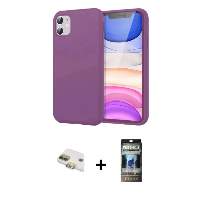 MARSİLYAN™- iPhone 11 Kılıf Kozmos Yansıma Özel Seri - Siyah 34D Hayalet Izgaralı Cam + Pers Alüminyum Kamera Lens - GD