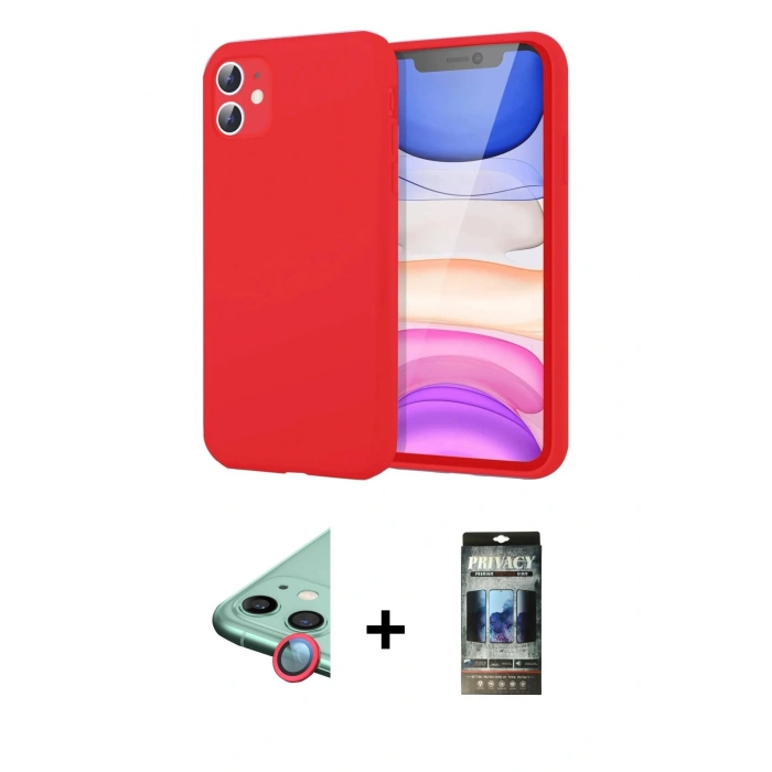 MARSİLYAN™- iPhone 11 Kılıf Kozmos Yansıma Özel Seri - Siyah 34D Hayalet Izgaralı Cam + Raze Metal Kamera Lens - KI