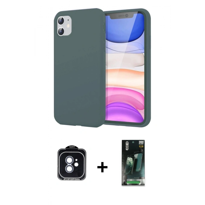 MARSİLYAN™- iPhone 11 Kılıf Kozmos Yansıma Özel Seri - Siyah 360 Mat Full Body Arka Koruyucu + PVD Metal Kamera Lens - MI