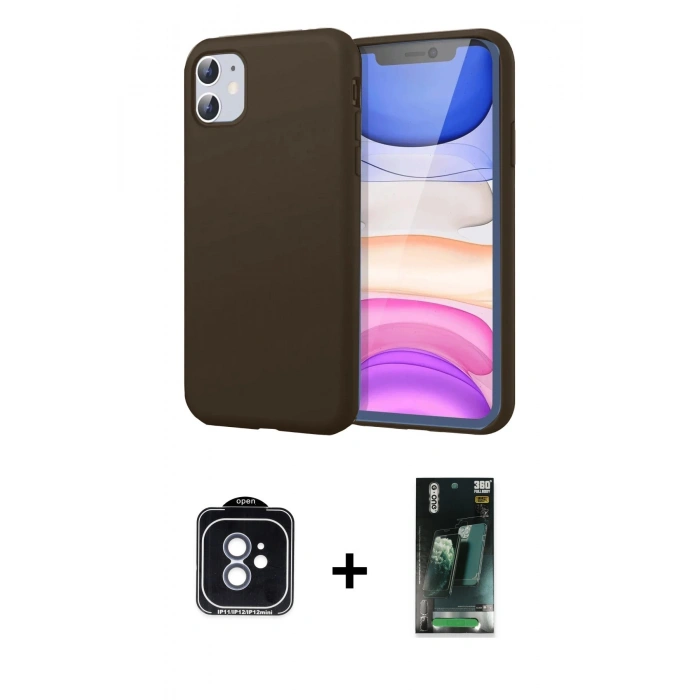 MARSİLYAN™- iPhone 11 Kılıf Kozmos Yansıma Özel Seri - Siyah 360 Mat Full Body Arka Koruyucu + PVD Metal Kamera Lens - MI