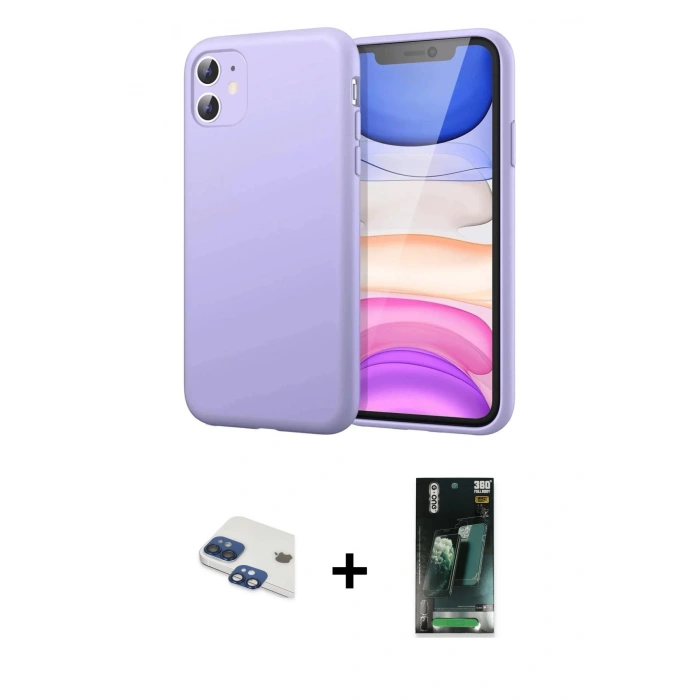 MARSİLYAN™- iPhone 11 Kılıf Kozmos Yansıma Özel Seri - Siyah 360 Mat Full Body Arka Koruyucu + Pers Alüminyum Kamera Lens - LT
