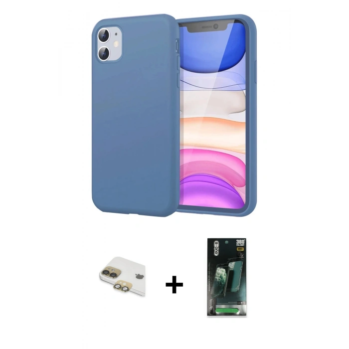 MARSİLYAN™- iPhone 11 Kılıf Kozmos Yansıma Özel Seri - Siyah 360 Mat Full Body Arka Koruyucu + Pers Alüminyum Kamera Lens - GD