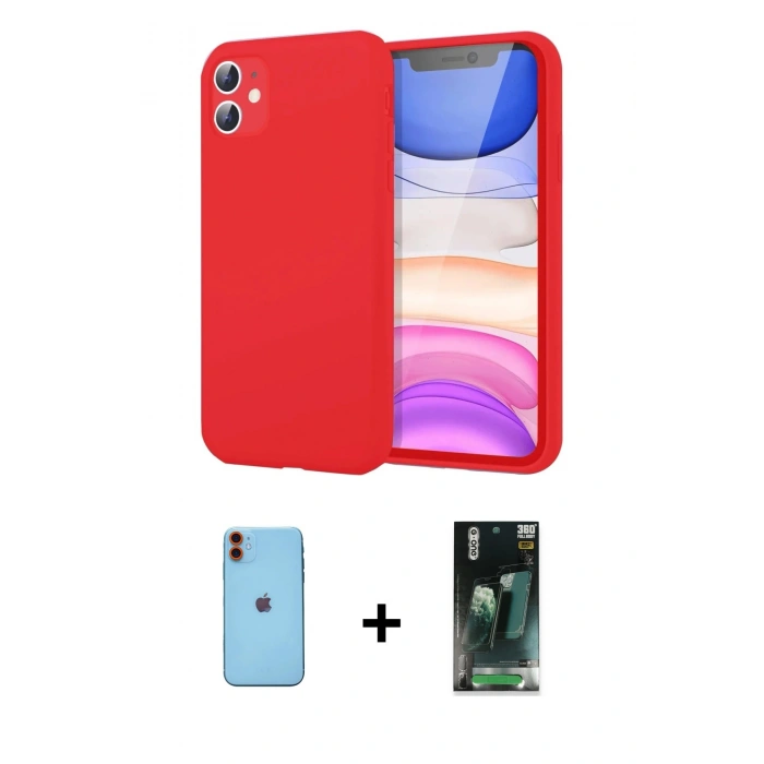 MARSİLYAN™- iPhone 11 Kılıf Kozmos Yansıma Özel Seri - Siyah 360 Mat Full Body Arka Koruyucu + Neon Fosforlu Kamera Lens - TU