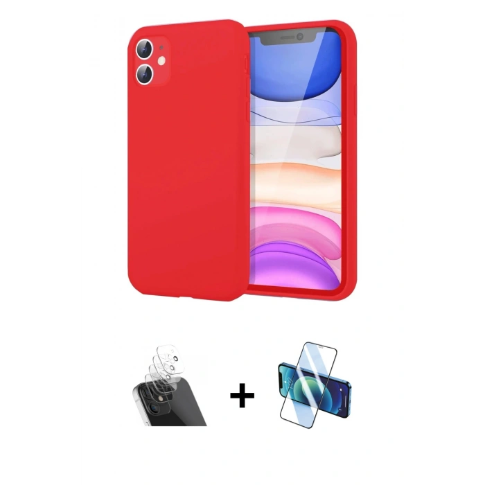 MARSİLYAN™- iPhone 11 Kılıf Kozmos Yansıma Özel Seri - Siyah 3D Antistatik Cam Ekran Koruyucu + Kamera Lens Koruma Cam - SF