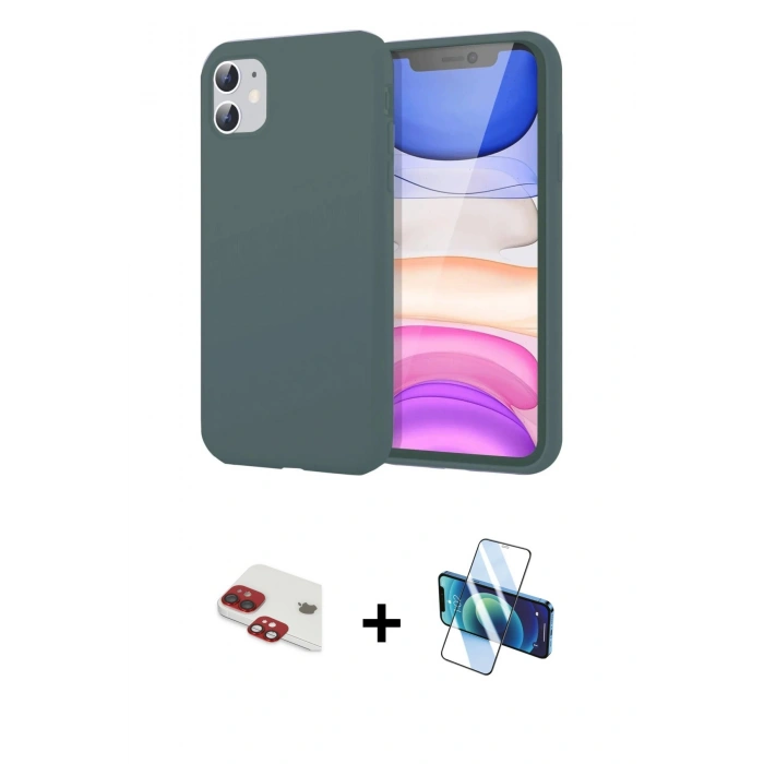 MARSİLYAN™- iPhone 11 Kılıf Kozmos Yansıma Özel Seri - Siyah 3D Antistatik Cam Ekran Koruyucu + Pers Alüminyum Kamera Lens - KI