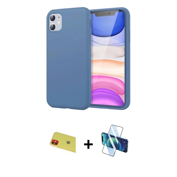 MARSİLYAN™- iPhone 11 Kılıf Kozmos Yansıma Özel Seri - Siyah 3D Antistatik Cam Ekran Koruyucu + Rainbow Kamera Lens Koruma Cam - KI