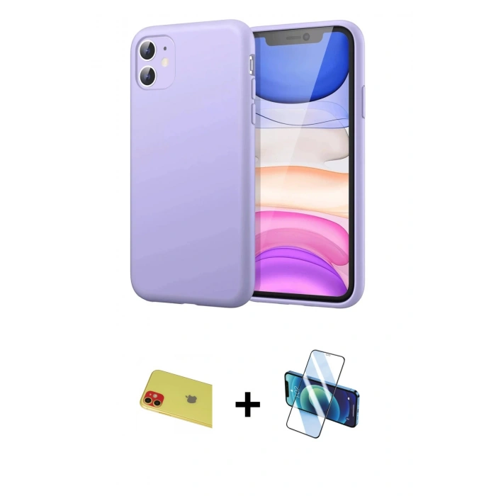 MARSİLYAN™- iPhone 11 Kılıf Kozmos Yansıma Özel Seri - Siyah 3D Antistatik Cam Ekran Koruyucu + Rainbow Kamera Lens Koruma Cam - KI
