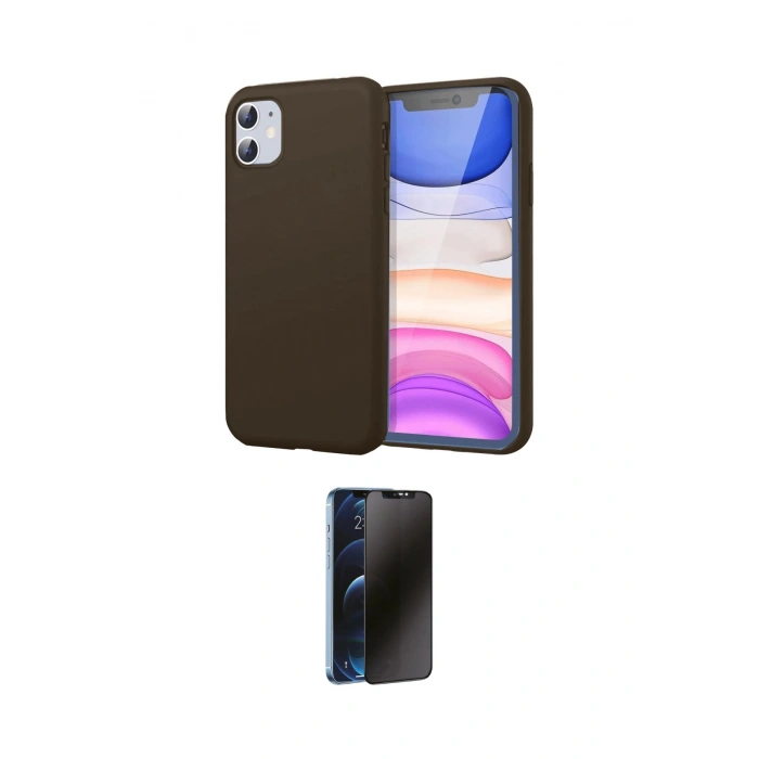 MARSİLYAN™- iPhone 11 Kılıf Kozmos Yansıma Özel Seri - Siyah 3D Antistatik Hayalet Cam Ekran Koruyucu