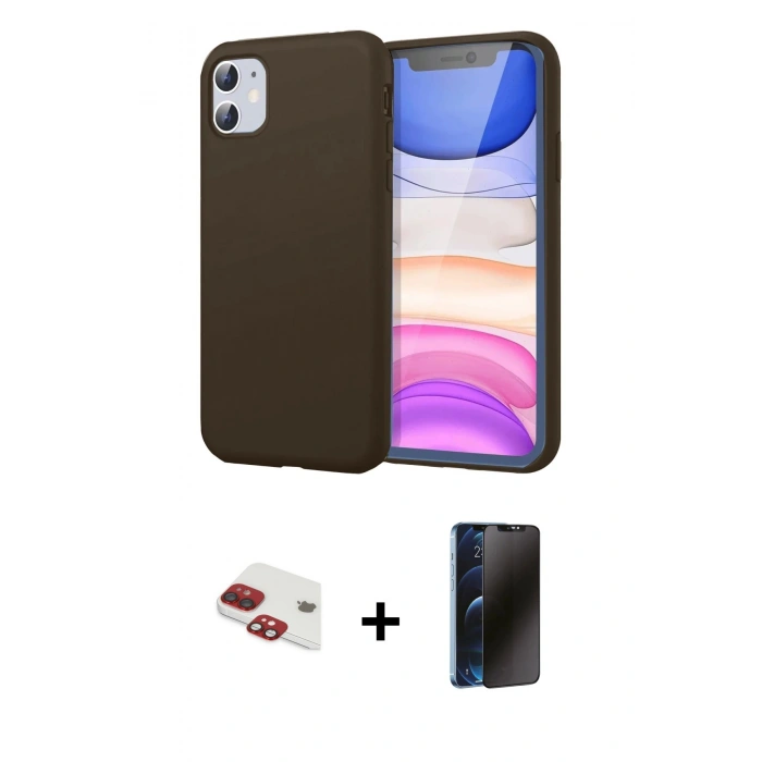 MARSİLYAN™- iPhone 11 Kılıf Kozmos Yansıma Özel Seri - Siyah 3D Antistatik Hayalet Cam Ekran Koruyucu + Pers Alüminyum Kamera Lens - KI