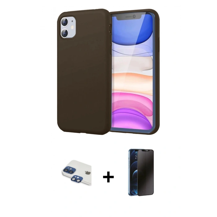 MARSİLYAN™- iPhone 11 Kılıf Kozmos Yansıma Özel Seri - Siyah 3D Antistatik Hayalet Cam Ekran Koruyucu + Pers Alüminyum Kamera Lens - LT