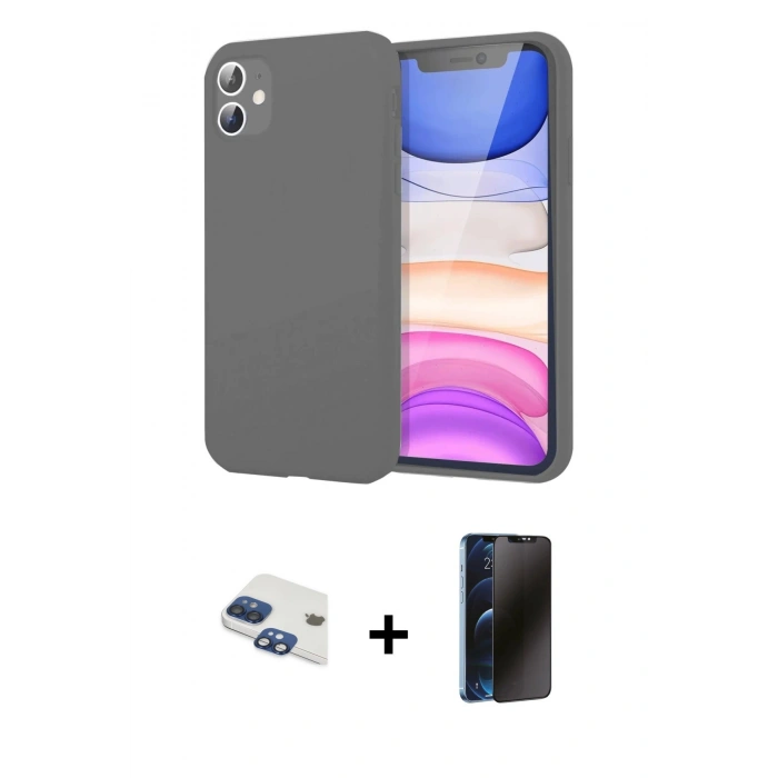 MARSİLYAN™- iPhone 11 Kılıf Kozmos Yansıma Özel Seri - Siyah 3D Antistatik Hayalet Cam Ekran Koruyucu + Pers Alüminyum Kamera Lens - LT