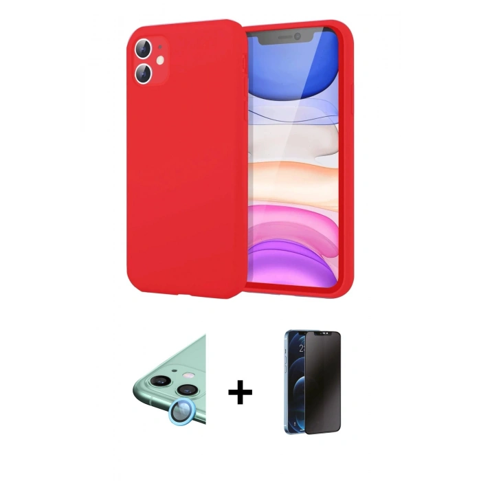 MARSİLYAN™- iPhone 11 Kılıf Kozmos Yansıma Özel Seri - Siyah 3D Antistatik Hayalet Cam Ekran Koruyucu + Raze Metal Kamera Lens - MI