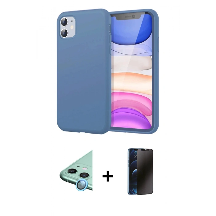 MARSİLYAN™- iPhone 11 Kılıf Kozmos Yansıma Özel Seri - Siyah 3D Antistatik Hayalet Cam Ekran Koruyucu + Raze Metal Kamera Lens - MI