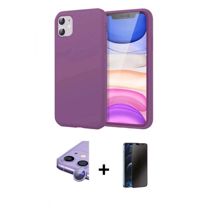 MARSİLYAN™- iPhone 11 Kılıf Kozmos Yansıma Özel Seri - Siyah 3D Antistatik Hayalet Cam Ekran Koruyucu + Raze Metal Kamera Lens - MR