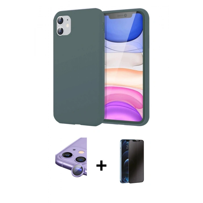 MARSİLYAN™- iPhone 11 Kılıf Kozmos Yansıma Özel Seri - Siyah 3D Antistatik Hayalet Cam Ekran Koruyucu + Raze Metal Kamera Lens - MR