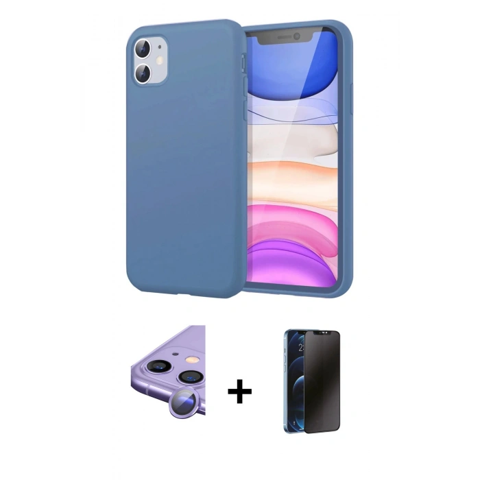 MARSİLYAN™- iPhone 11 Kılıf Kozmos Yansıma Özel Seri - Siyah 3D Antistatik Hayalet Cam Ekran Koruyucu + Raze Metal Kamera Lens - MR