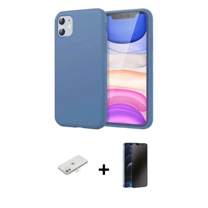 MARSİLYAN™- iPhone 11 Kılıf Kozmos Yansıma Özel Seri - Siyah 3D Antistatik Hayalet Cam Ekran Koruyucu + Renkli Kamera Lens Koruma Cam - SI