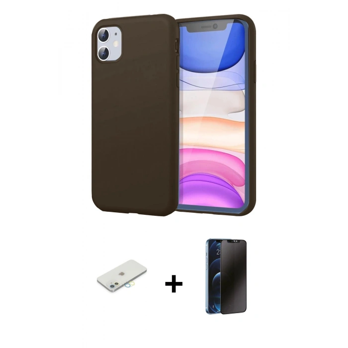 MARSİLYAN™- iPhone 11 Kılıf Kozmos Yansıma Özel Seri - Siyah 3D Antistatik Hayalet Cam Ekran Koruyucu + Renkli Kamera Lens Koruma Cam - SI