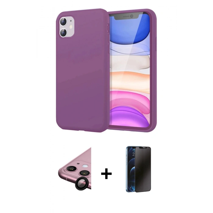 MARSİLYAN™- iPhone 11 Kılıf Kozmos Yansıma Özel Seri - Siyah 3D Antistatik Hayalet Cam Ekran Koruyucu + Raze Metal Kamera Lens - SH