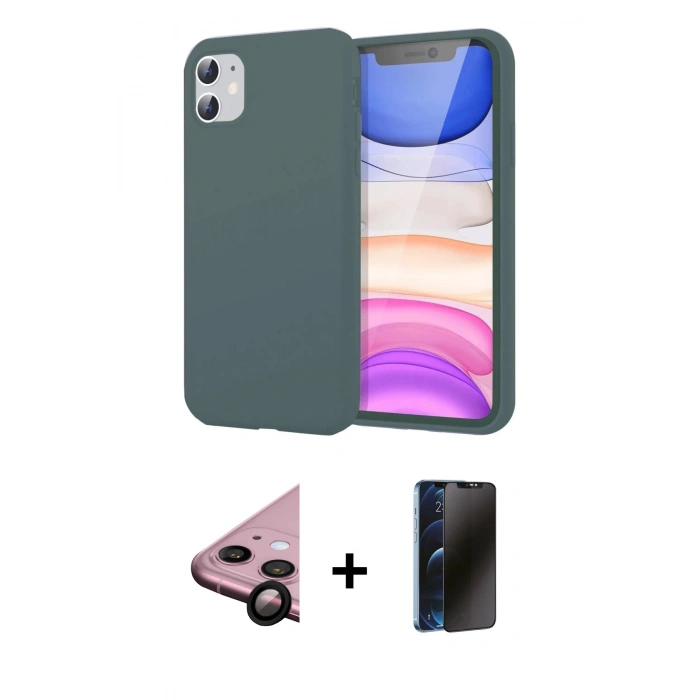 MARSİLYAN™- iPhone 11 Kılıf Kozmos Yansıma Özel Seri - Siyah 3D Antistatik Hayalet Cam Ekran Koruyucu + Raze Metal Kamera Lens - SH