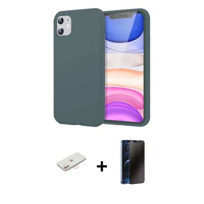 MARSİLYAN™- iPhone 11 Kılıf Kozmos Yansıma Özel Seri - Siyah 3D Antistatik Hayalet Cam Ekran Koruyucu + Renkli Kamera Lens Koruma Cam - YL