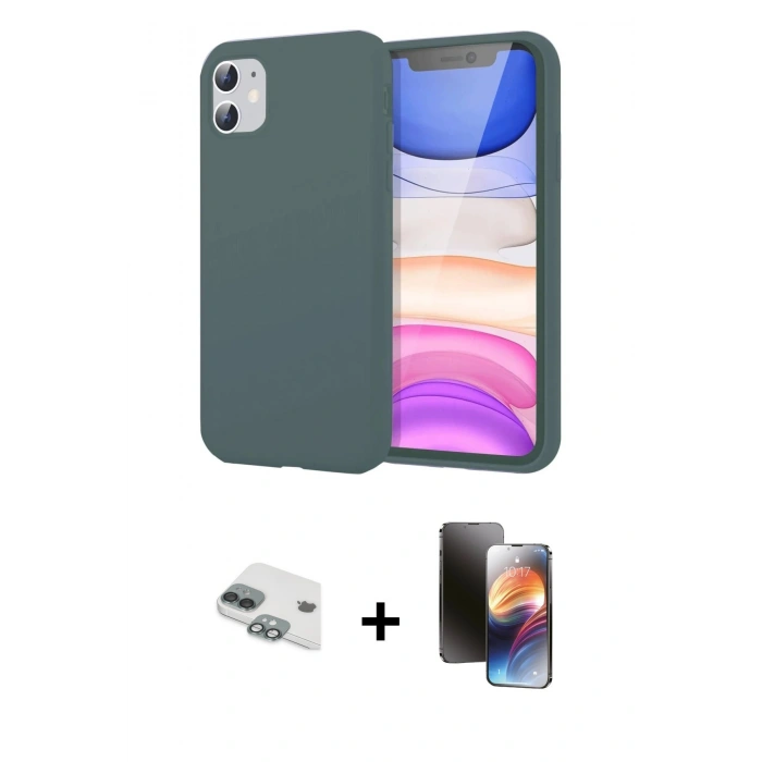 MARSİLYAN™- iPhone 11 Kılıf Kozmos Yansıma Özel Seri - Siyah 3D Antistatik Mat Seramik Nano Ekran Koruyucu + Pers Alüminyum Kamera Lens - YL