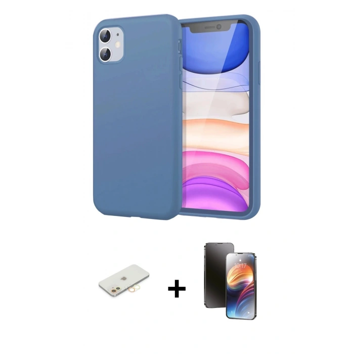 MARSİLYAN™- iPhone 11 Kılıf Kozmos Yansıma Özel Seri - Siyah 3D Antistatik Mat Seramik Nano Ekran Koruyucu + Renkli Kamera Lens Koruma Cam - SI